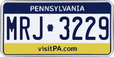PA license plate MRJ3229