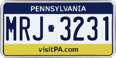 PA license plate MRJ3231