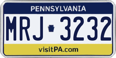 PA license plate MRJ3232