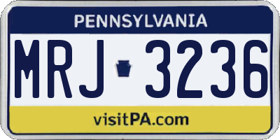 PA license plate MRJ3236