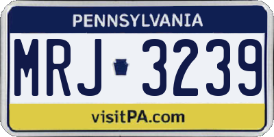PA license plate MRJ3239