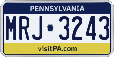 PA license plate MRJ3243