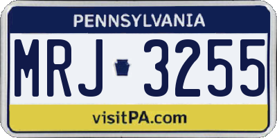 PA license plate MRJ3255