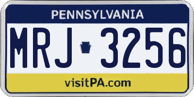 PA license plate MRJ3256