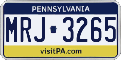 PA license plate MRJ3265