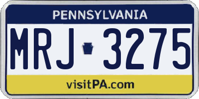 PA license plate MRJ3275