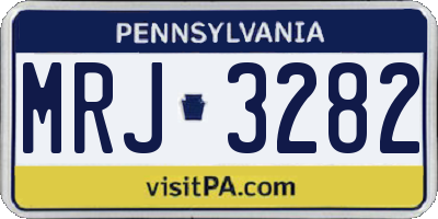 PA license plate MRJ3282