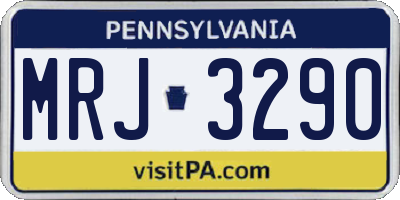 PA license plate MRJ3290