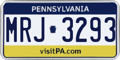 PA license plate MRJ3293