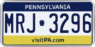 PA license plate MRJ3296