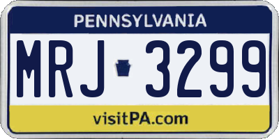 PA license plate MRJ3299