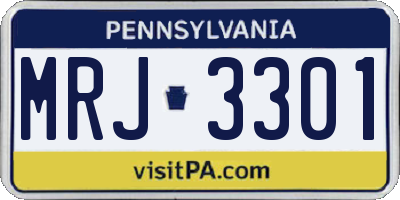 PA license plate MRJ3301