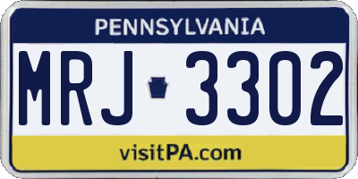 PA license plate MRJ3302