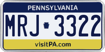 PA license plate MRJ3322