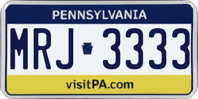 PA license plate MRJ3333