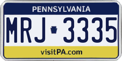 PA license plate MRJ3335