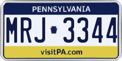 PA license plate MRJ3344