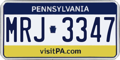 PA license plate MRJ3347