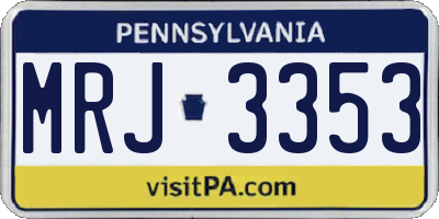 PA license plate MRJ3353