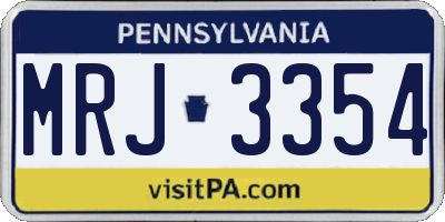 PA license plate MRJ3354