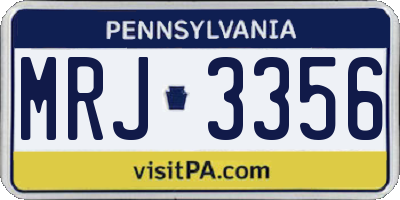 PA license plate MRJ3356