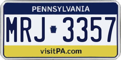 PA license plate MRJ3357