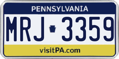 PA license plate MRJ3359
