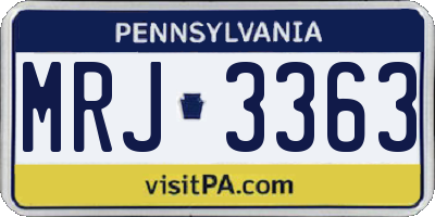 PA license plate MRJ3363