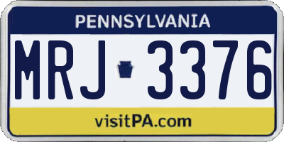 PA license plate MRJ3376