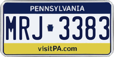 PA license plate MRJ3383