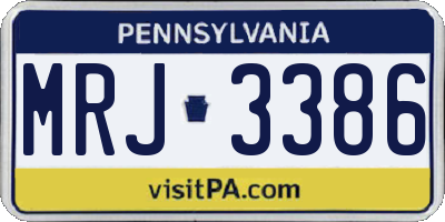 PA license plate MRJ3386