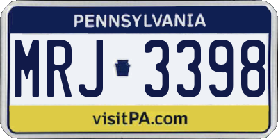 PA license plate MRJ3398