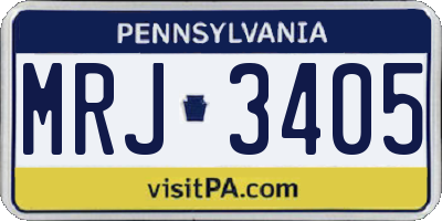 PA license plate MRJ3405