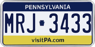 PA license plate MRJ3433