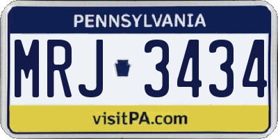 PA license plate MRJ3434