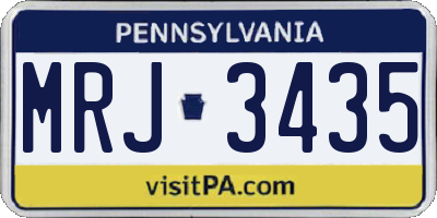PA license plate MRJ3435