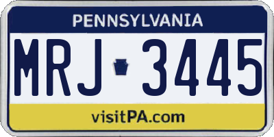 PA license plate MRJ3445