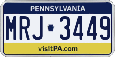 PA license plate MRJ3449