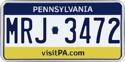 PA license plate MRJ3472