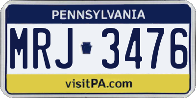 PA license plate MRJ3476