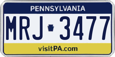PA license plate MRJ3477