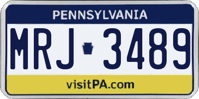 PA license plate MRJ3489