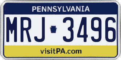 PA license plate MRJ3496