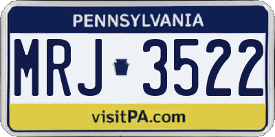 PA license plate MRJ3522