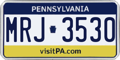 PA license plate MRJ3530