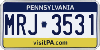 PA license plate MRJ3531