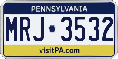 PA license plate MRJ3532