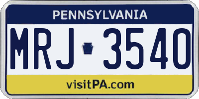 PA license plate MRJ3540