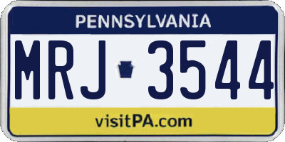 PA license plate MRJ3544