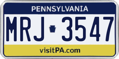 PA license plate MRJ3547